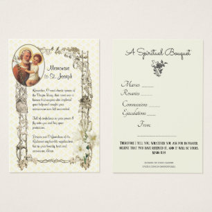 St. Joseph Andlig Bouquet Prayer Heliga Card Visitkort