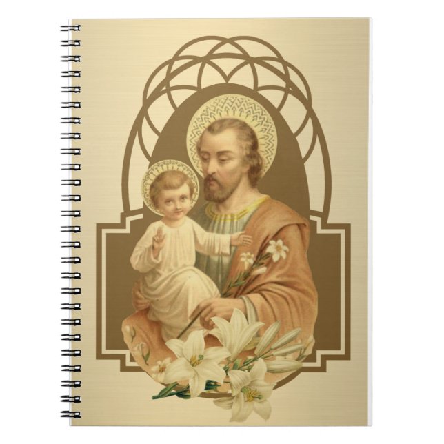St. Joseph Baby Jesus Lily Anteckningsbok (Framsidan)