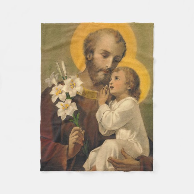 St Joseph babyJesus lilja Fleecefilt (Framsidan)