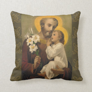 St Joseph babyJesus lilja Kudde
