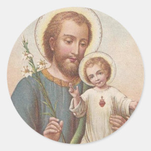 St Joseph barn Jesus, liljavintage Runt Klistermärke