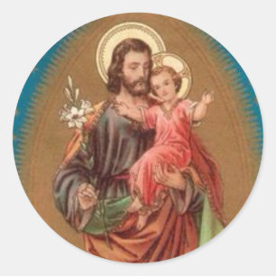 St Joseph barn Jesus, liljavintage Runt Klistermärke