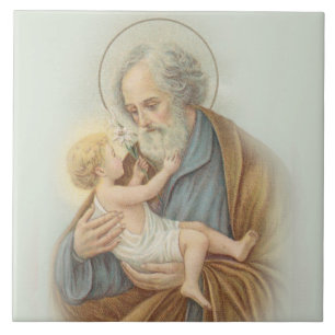 St Joseph barnJesus traditionell katolik Kakelplatta