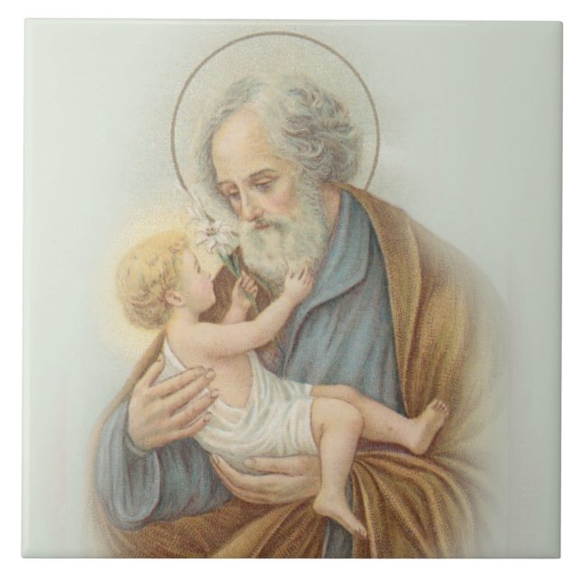 St Joseph barnJesus traditionell katolik Kakelplatta (Framsidan)