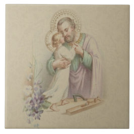 St Joseph barnJesus traditionell snickare Kakelplatta