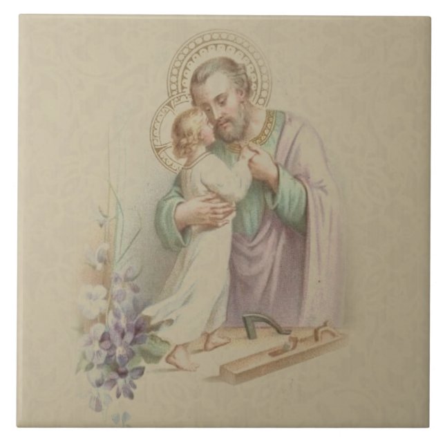 St Joseph barnJesus traditionell snickare Kakelplatta (Framsidan)