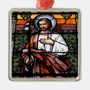 St Joseph ber för oss - målat glassfönstret Julgransprydnad Metall