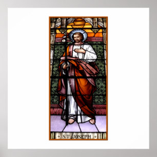 St Joseph ber för oss - målat glassfönstret Poster