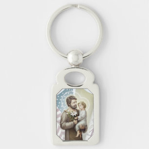 St Joseph beskyddandet Rektangulärt Silverfärgad Nyckelring