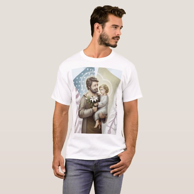 St Joseph beskyddandet T-shirt (Hel framsida)