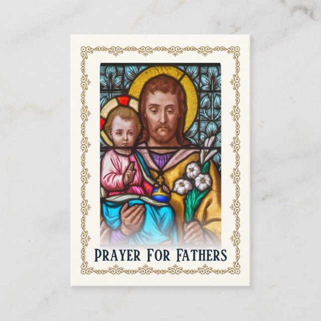 St. Joseph-bön för fäder katolsk bönekort Placeringskort (Framsida)