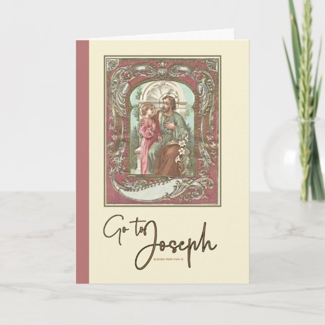 St. Joseph Child Jesus Antik Religiös Kort (Framsida)
