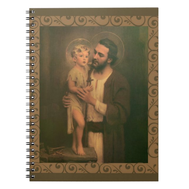 St. Joseph & Child Jesus Decorative Guld Anteckningsbok (Framsidan)