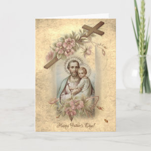 St. Joseph Child Jesus Fars dag Religiösa Kort