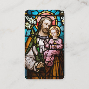 St. Joseph Child Jesus fastnade Glass Prayer Placeringskort