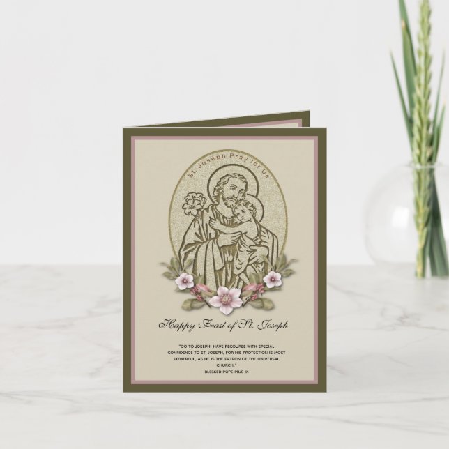 St. Joseph Child Jesus högtidsdag Blommig  Kort (Framsida)