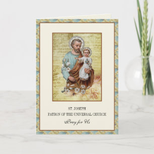 St. Joseph Child Jesus Memorare Vintage Religiösa Kort