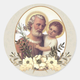 St. Joseph Child Jesus Thanksgiving Blommigt Runt Klistermärke