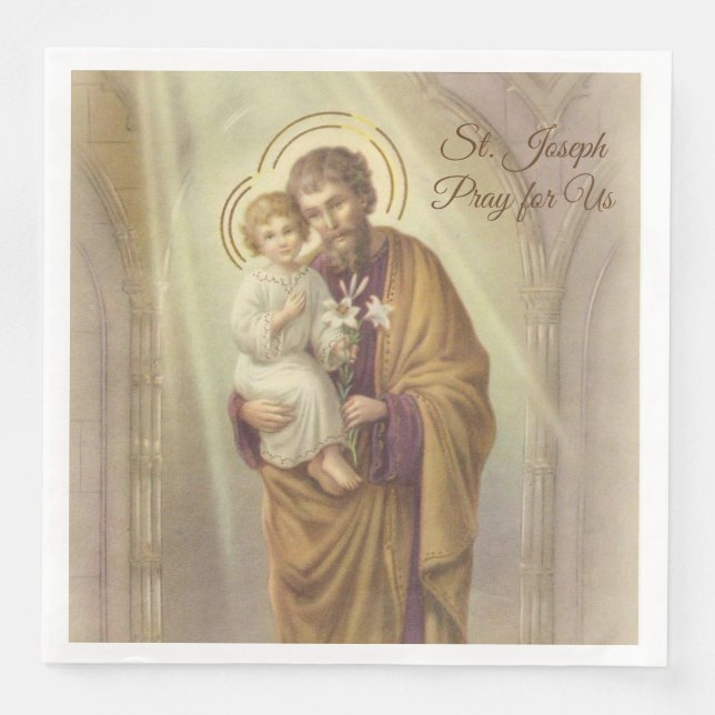 St Joseph Day Child Jesus Lilies Feast Day Pappersservett (Framsida)