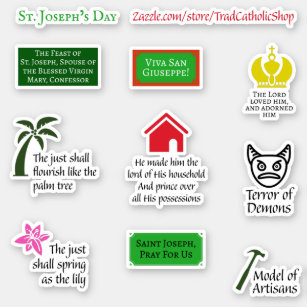 St. Joseph Day Illustrated 9-Biet Trad-katolik Klistermärken