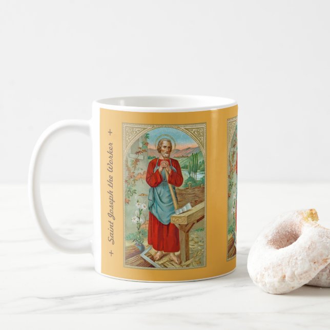 St Joseph den arbetande (BK 31, stil 2) Kaffe kopp (Med munk)