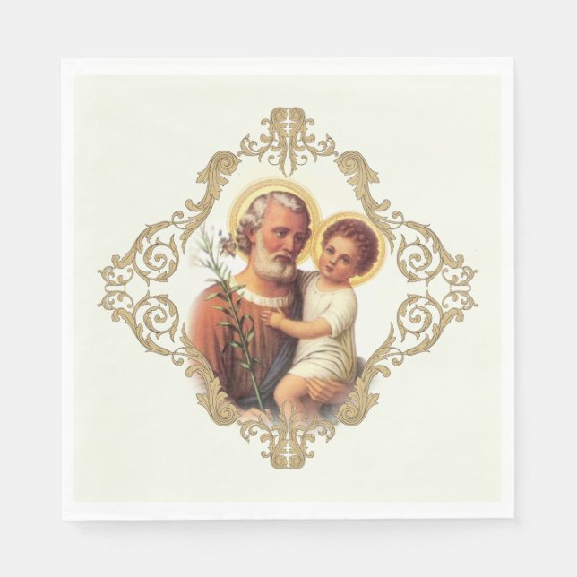St. Joseph Fars dag Feast Napkins Pappersservett (Framsidan)