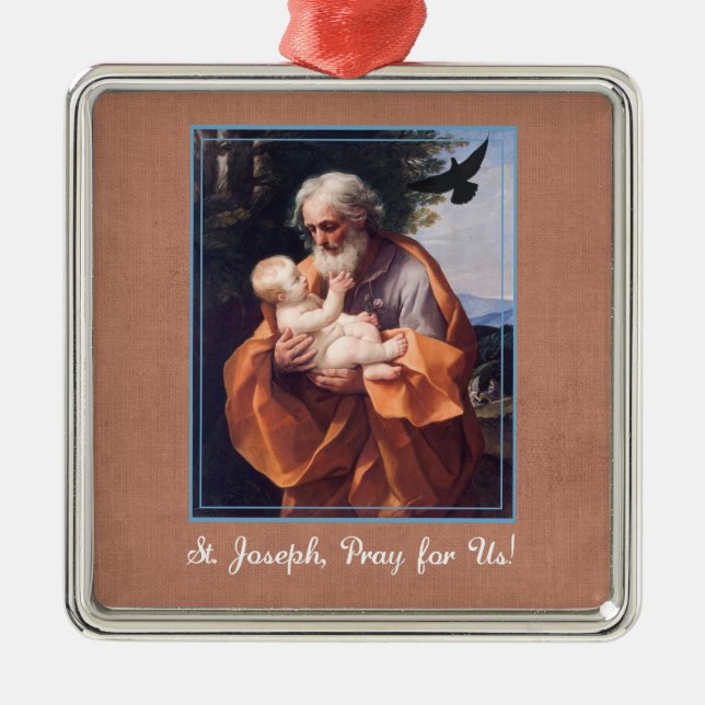 St Joseph Feast Day med Infant Jesus Julgransprydnad Metall (Framsidan)
