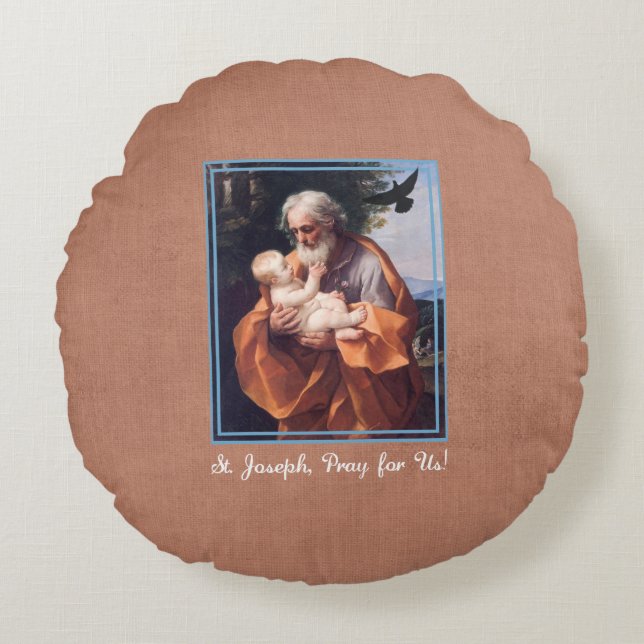 St Joseph Feast Day med Infant Jesus Rund Kudde (Framsidan)