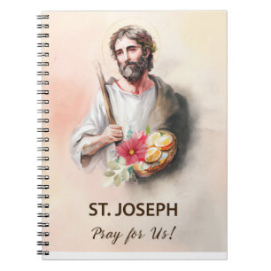 St Joseph Feast Day Pray for US Watercolor Anteckningsbok