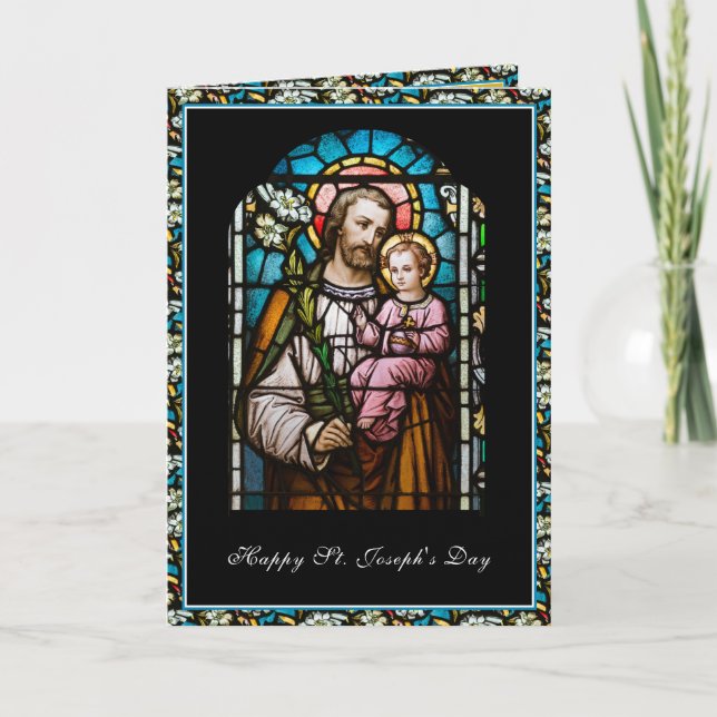 St. Joseph Feast Stached Glass Prayer Kort (Framsida)