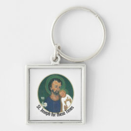St Joseph för dessa Times Fyrkantig Silverfärgad Nyckelring