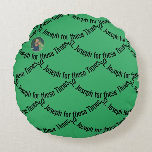 St Joseph för dessa Times Rund Kudde (Framsidan)