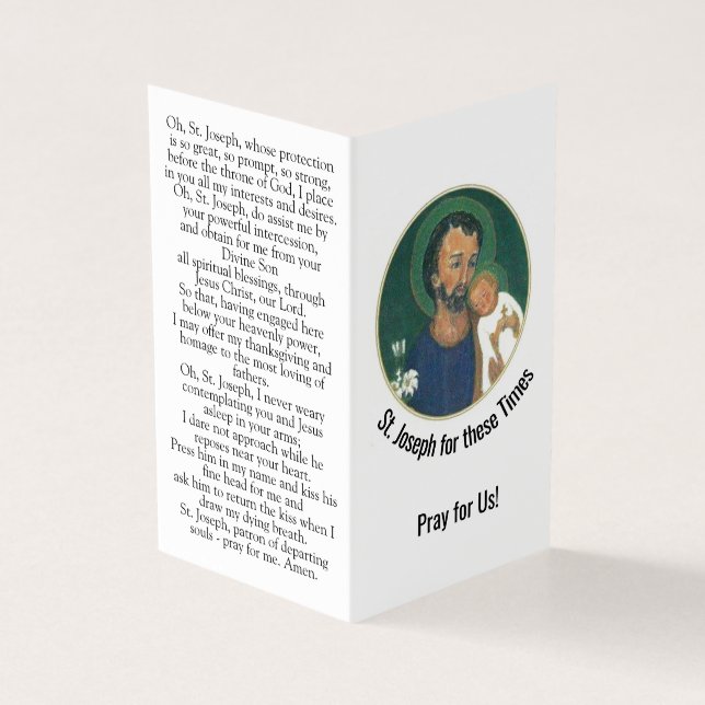 St. Joseph for these Times Prayer Card Kort (Utsida)