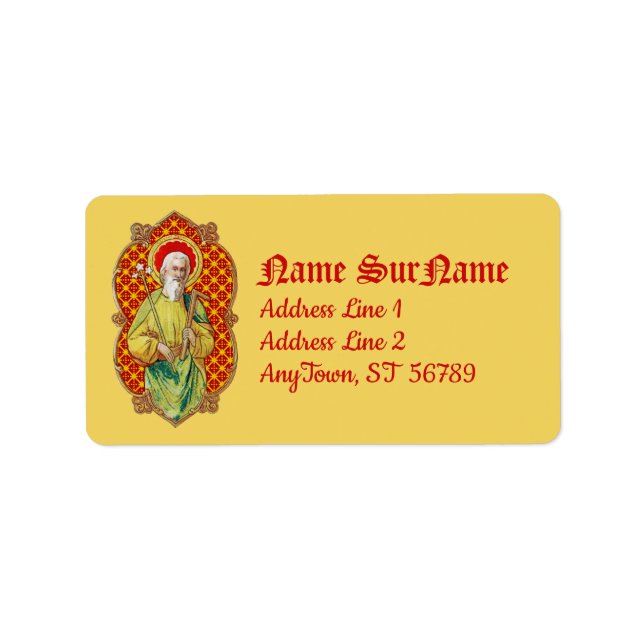 St. Joseph från ett handelskort (TC 01) Adressetikett (Framsidan)