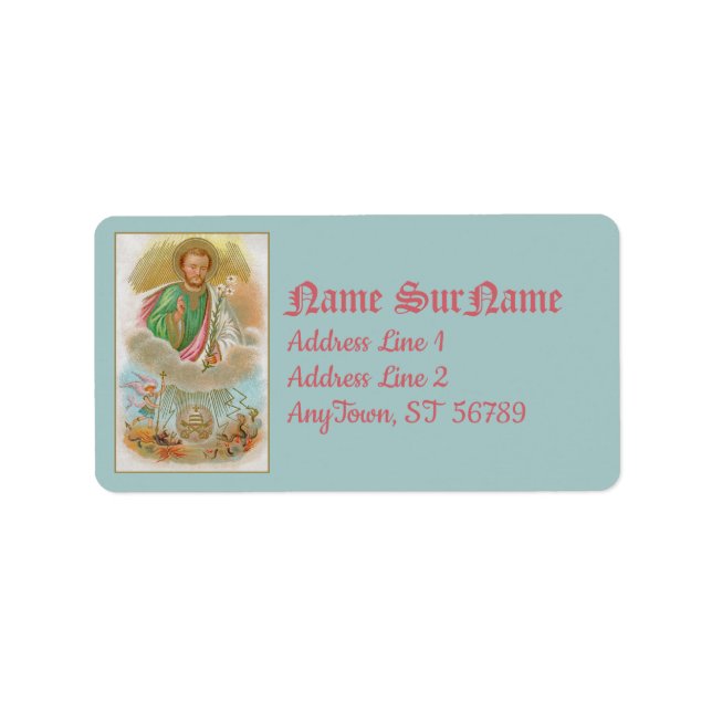 St. Joseph från ett "Pilgrimage Card" (B 01) Adressetikett (Framsidan)