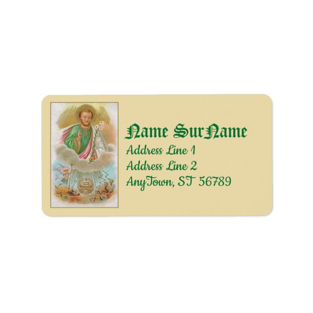 St. Joseph från ett "Pilgrimage Card" (B 01) Adressetikett (Framsidan)