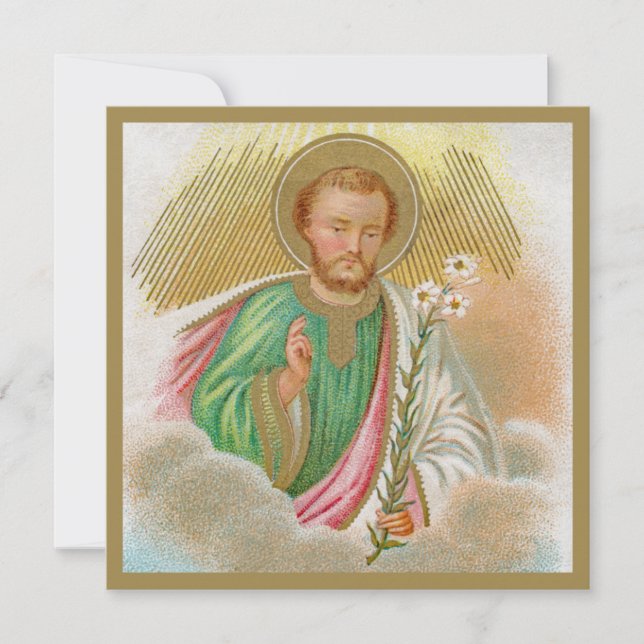 St. Joseph från ett "pilgrimage Card" (detaljerat, (Framsida)