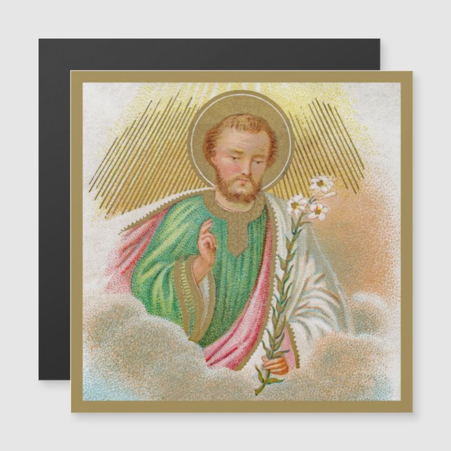 St. Joseph från ett "pilgrimage Card" (detaljerat, (Fram/baksida)