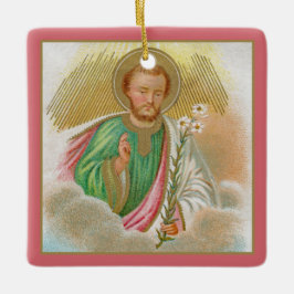 St. Joseph från ett "pilgrimage Card" (detaljerat, Julgransprydnad Keramik