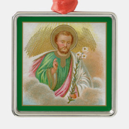 St. Joseph från ett "pilgrimage Card" (detaljerat, Julgransprydnad Metall