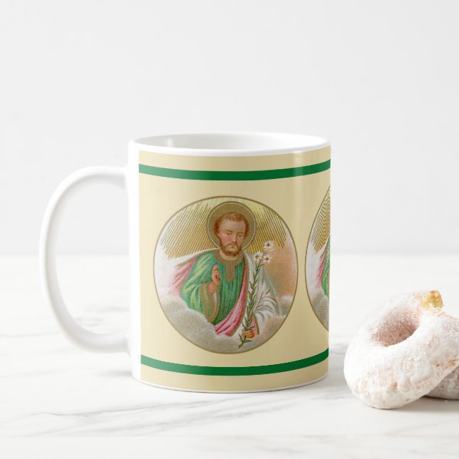 St. Joseph från ett "pilgrimage Card" (detaljerat, Kaffemugg (Med munk)