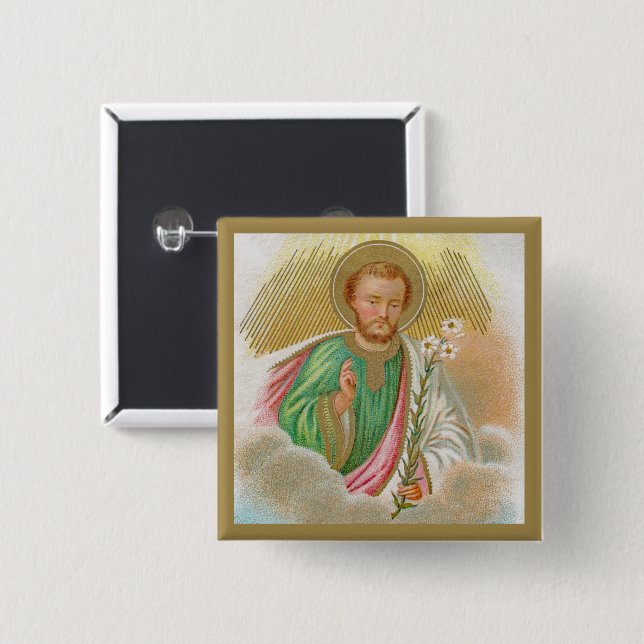 St. Joseph från ett "pilgrimage Card" (detaljerat, Knapp (Framsida & baksida)