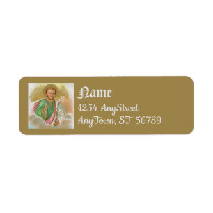 St. Joseph från ett "pilgrimage Card" (detaljerat, Returadress Etikett