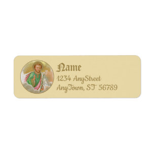 St. Joseph från ett "pilgrimage Card" (detaljerat, Returadress Etikett