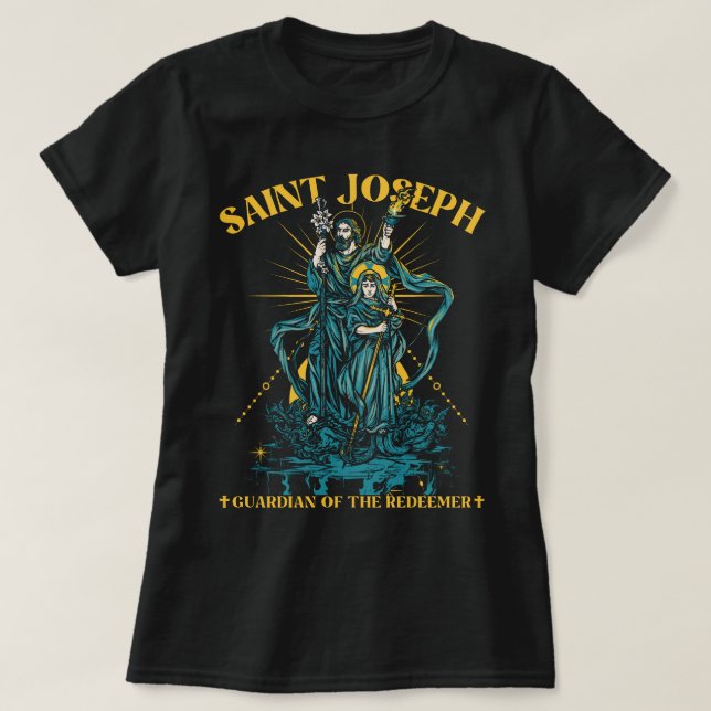 St Joseph Guardian från Redeemer Bible Verse T Shirt (Design framsida)