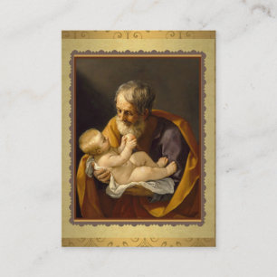 St Joseph innehav den bebisJesus Memorare bönen Visitkort