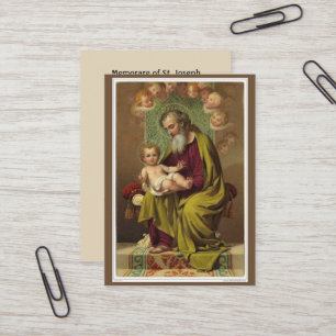 St Joseph Jesus änglarMemorare bön Visitkort