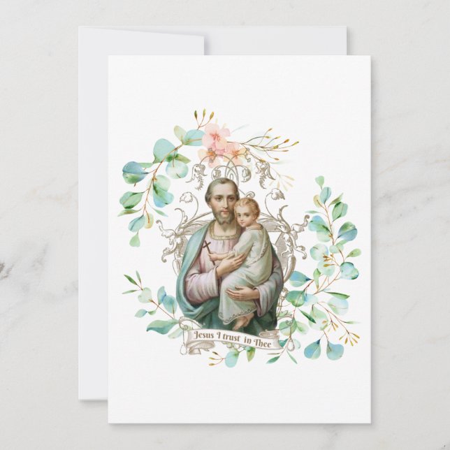 St. Joseph Jesus Blommigt Religiösa katolskt kort (Framsida)