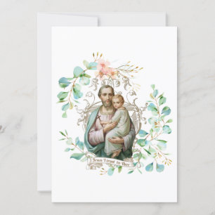 St. Joseph Jesus Blommigt Religiösa katolskt kort
