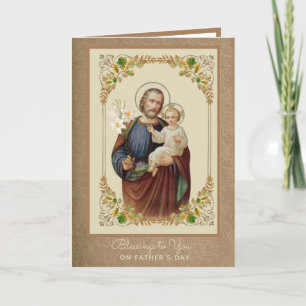 St. Joseph Jesus Faders Dag Katolsk Religiös Kort